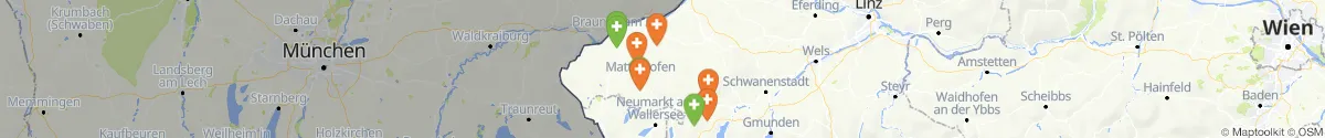 Kartenansicht für Apotheken-Notdienste in der Nähe von Munderfing (Braunau, Oberösterreich)